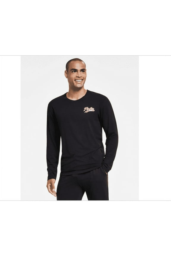 Men's Long-Sleeve Sleep Shirt - Polo Black