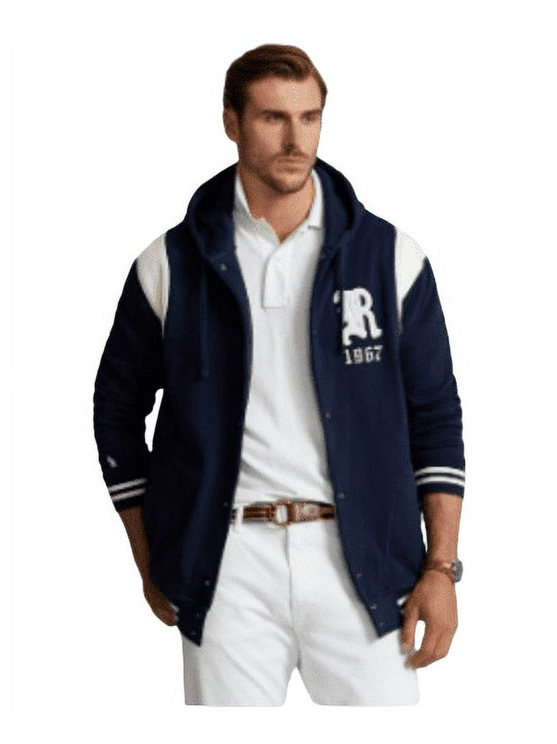 Polo Ralph Lauren Men's Navy/Cream Big & Tall Fleece Hooded Jacket
