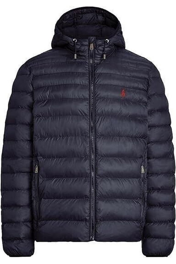 Men's Navy Long Sleeve Full Zip Hooded Puffer Jacket DTF767 (Regular,M)