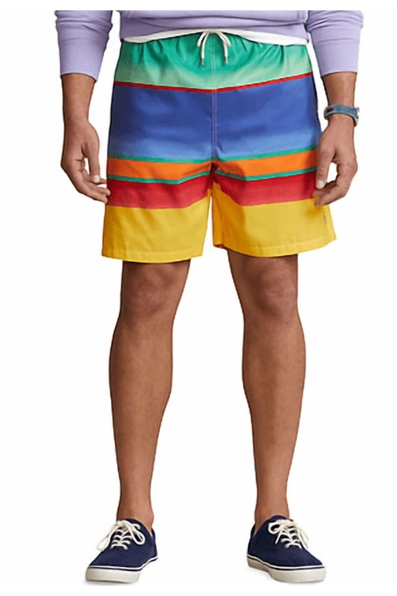Men's Ombre Field Stripes Big & Tall Traveler Swim Trunks, 2XB