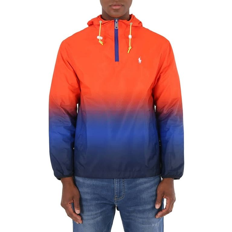 Polo Ralph Lauren Men's Orange Ombre Logo Pullover Jacket, Brand Size  X-Small 