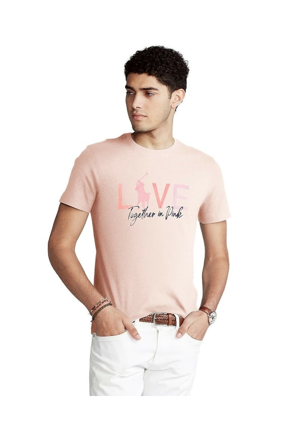 Men's Pink Pony Graphic Slim Fit T-Shirt Light Pink Size L