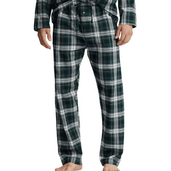 Polo Ralph Lauren Men's Plaid Polyester Pajama Pants, Green