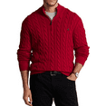 thumbnail image 1 of Polo Ralph Lauren Men's Red Big & Tall Cable Knit Cotton 1 4-Zip Sweater, 5 XB, 1 of 1
