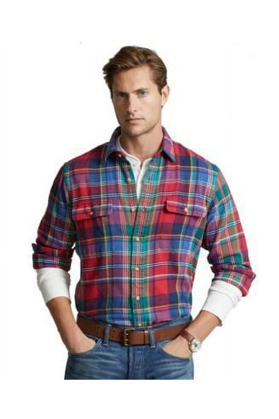 Men's Reg-Fit Bedford Suede-Patch Twill Workshirt Multi-XL