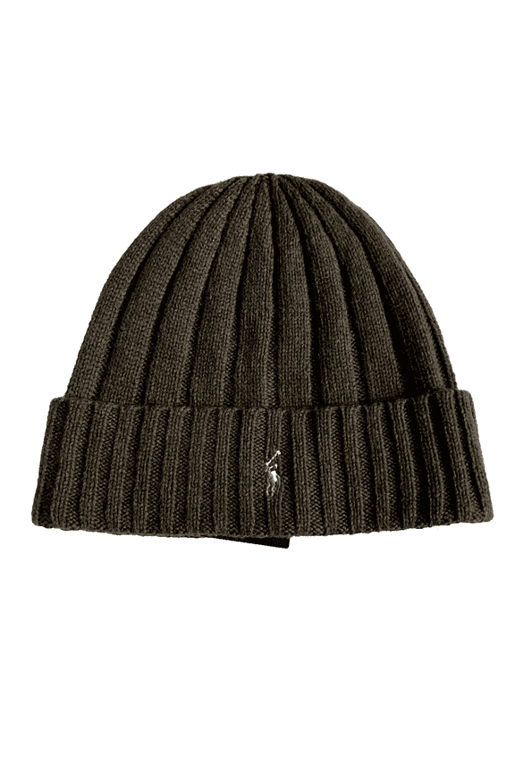 Men's Ribbed Knit Beanie, Olive, One Size