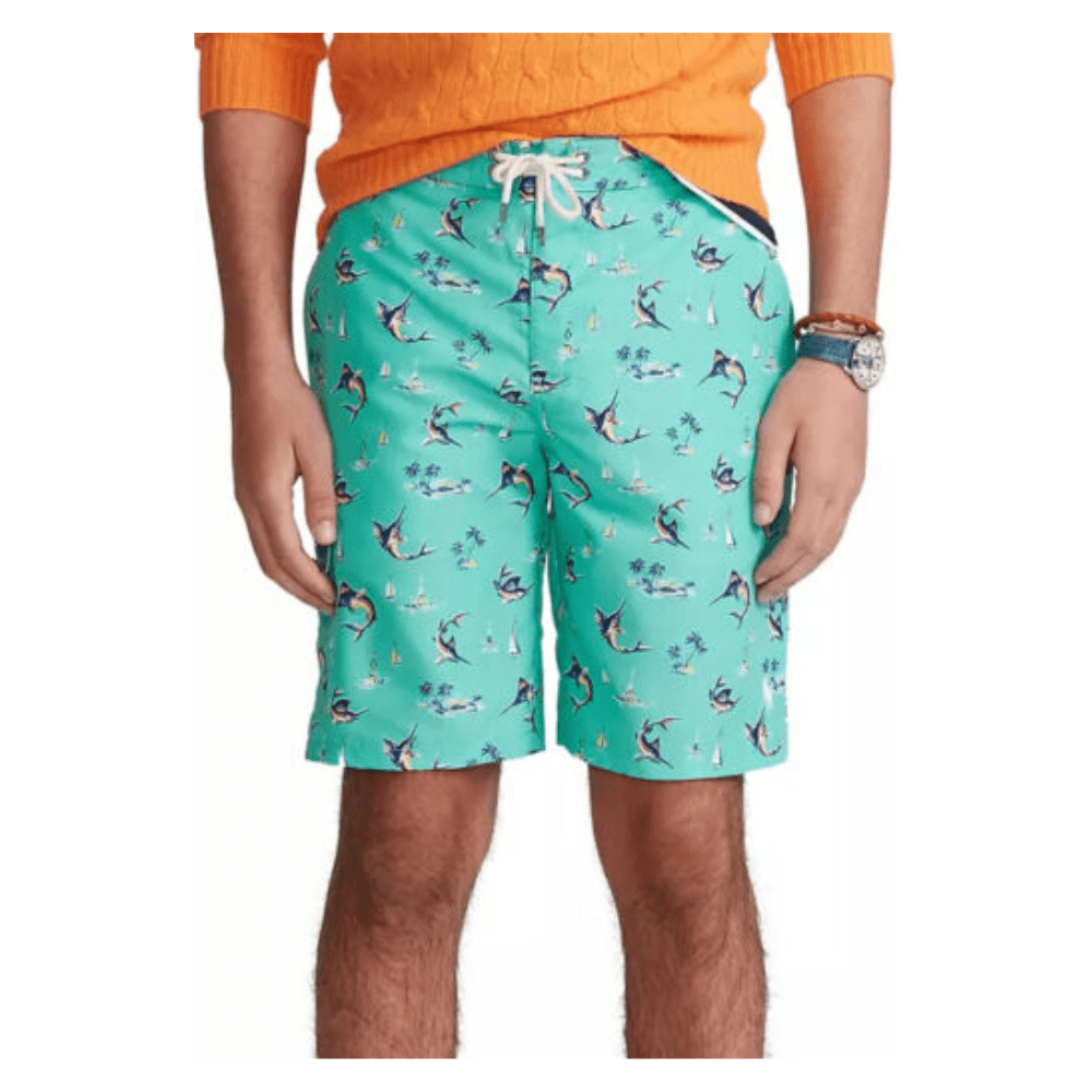 Polo Ralph Lauren Men's Sailing Graphic Traveler 5.5 Swim Trunks White /BLUE S