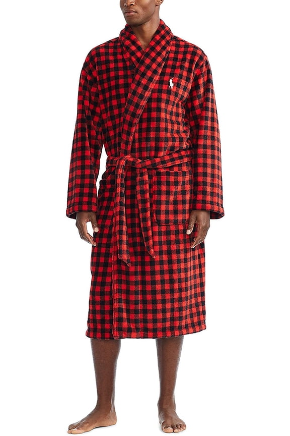 Men's Shawl Collar Robe Red Size Medium