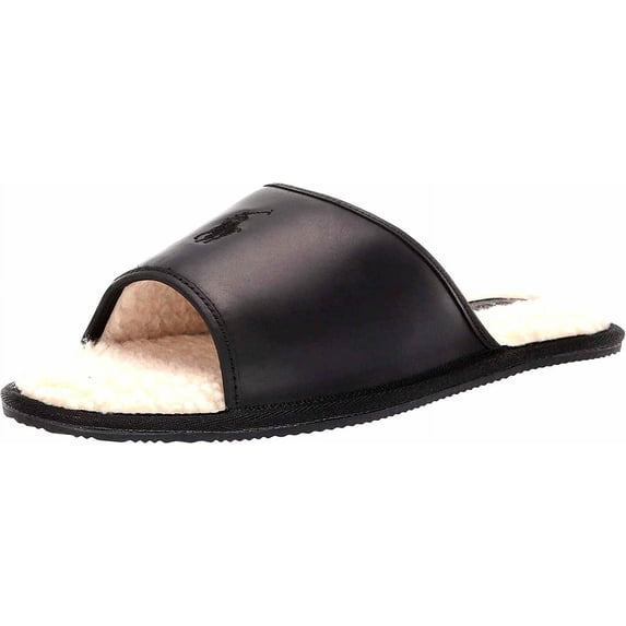 Polo Ralph Lauren Men’s Sherpa Lining Slide, Open-Toe Black, 8