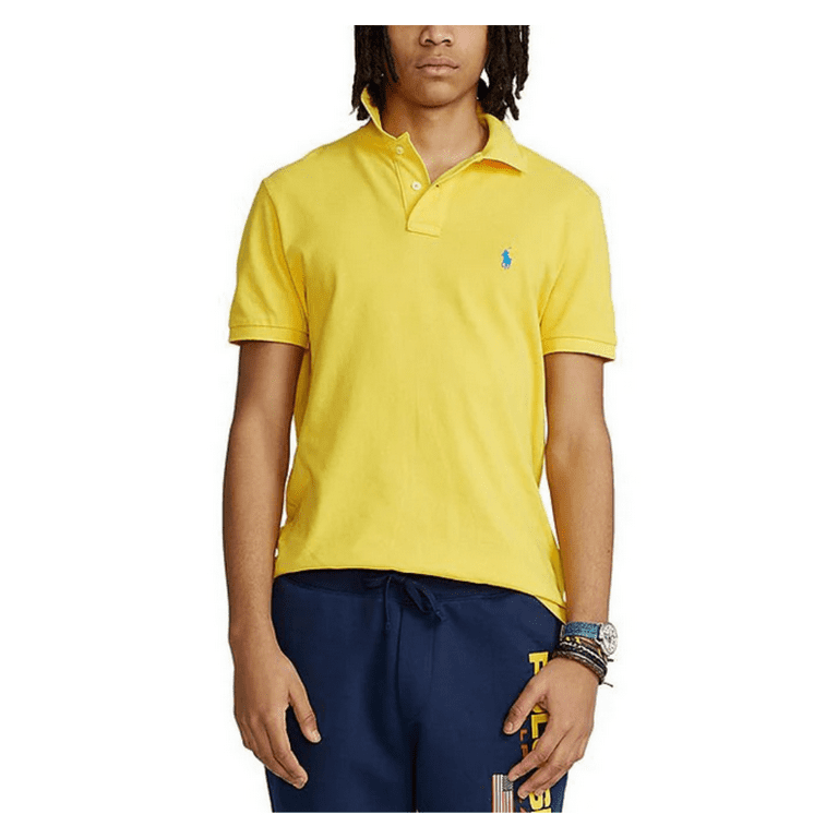 89.5 Ralph Lauren Men s Custom Slim Short Sleeve Cotton Mesh Polo Yellow XL Walmart
