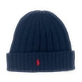 thumbnail image 1 of Polo Ralph Lauren Men's Signature Merino Cuffed Beanie, Navy/Red, 1 of 2