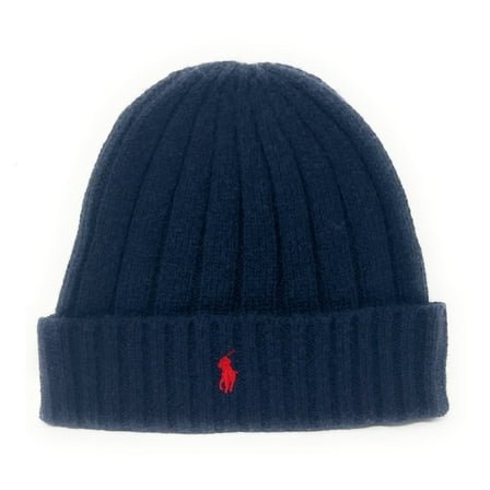 Polo Ralph Lauren Men's Signature Merino Cuffed Beanie, Navy/Red