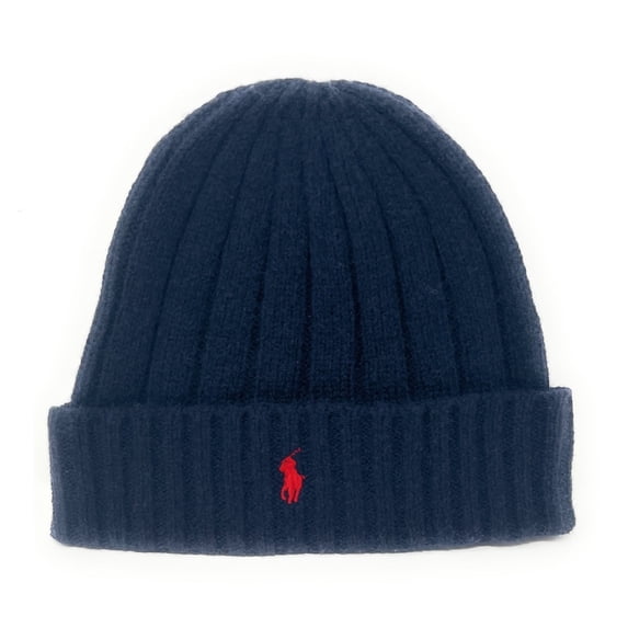 Polo Ralph Lauren Men's Signature Merino Cuffed Beanie, Navy/Red