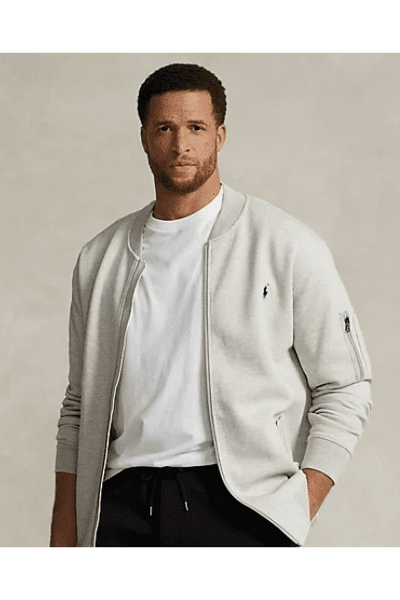 Men's Silver Double-Knit Bomber Jacket, 2XB