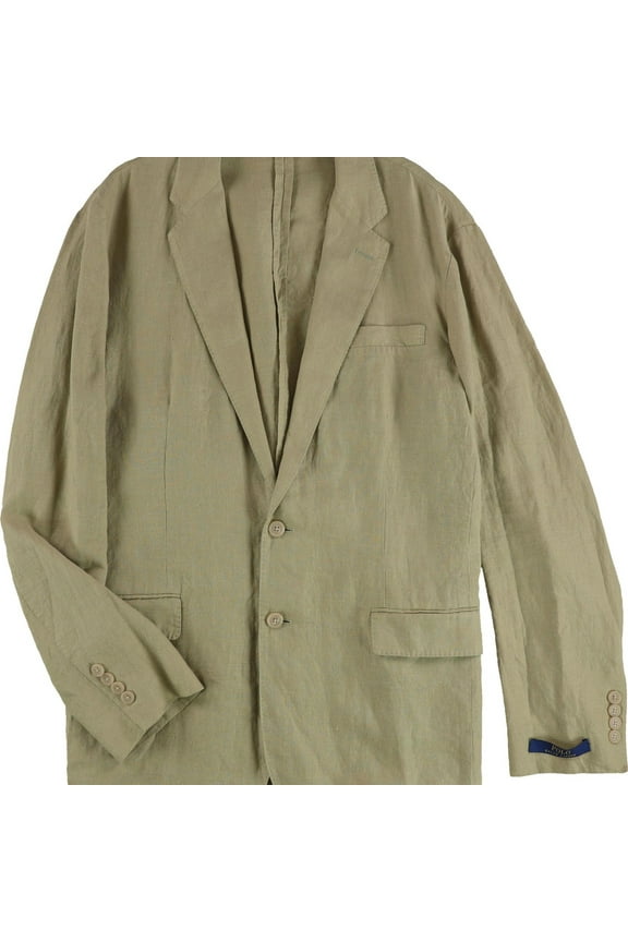 Mens Modern Linen Suit Two Button Blazer Jacket, Brown, 44 T/L39.5