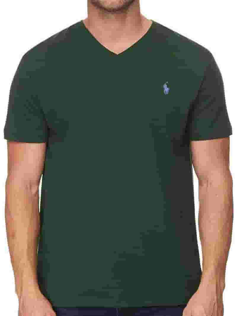Tシャツ・カットソー POLO RALPH LAUREN Men T-shirt Forest Green 710782592 015 Polo Ralph Lauren Men's Standard Fit V-Neck T-Shirt