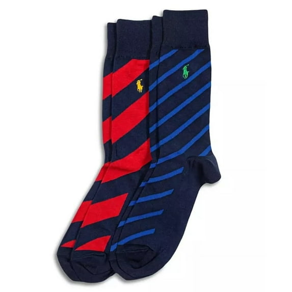 Polo Ralph Lauren Men's Striped Dress Socks Pack of 2, Multi Size 6-12.6