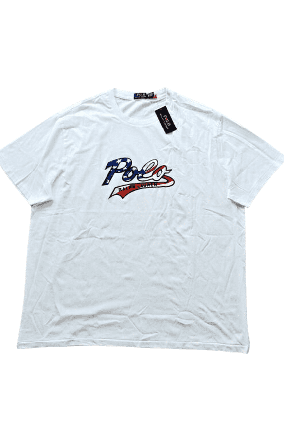 Men's White Big & Tall Polo Script T Shirt, 2XB