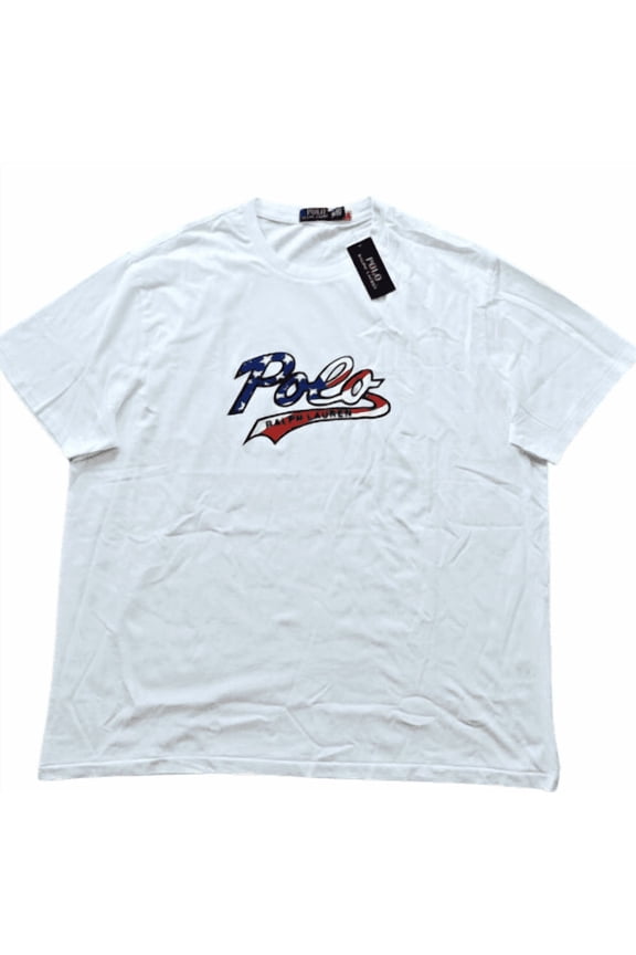 Men's White Big & Tall Polo Script T Shirt, 4XB