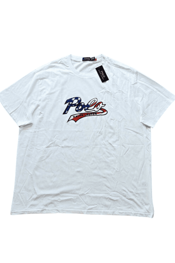 Men's White Big & Tall Polo Script T Shirt, LT