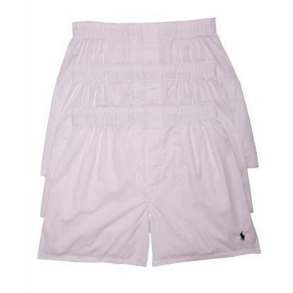 Polo Ralph Lauren Men's White Classic Fit 3 Pack Woven Boxers, XL