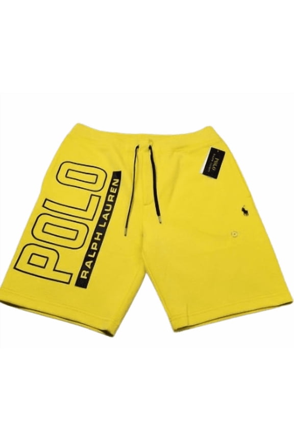 Men's Yellow Big & Tall Polo Logo Spellout Tech Knit Shorts, 3LT