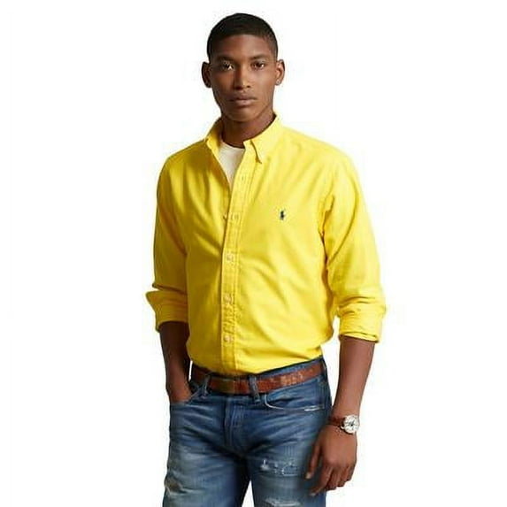 Polo Ralph Lauren Men's Yellow Classic-Fit Garment-Dyed Oxford Shirt, Large