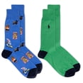 thumbnail image 1 of Polo Ralph Lauren Mens 2-Pack Assorted Polo Bear Solid Dress Sock BLUE, 1 of 1
