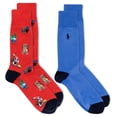 thumbnail image 1 of Polo Ralph Lauren Mens 2-Pack Assorted Polo Bear Solid Dress Sock RED, 1 of 2