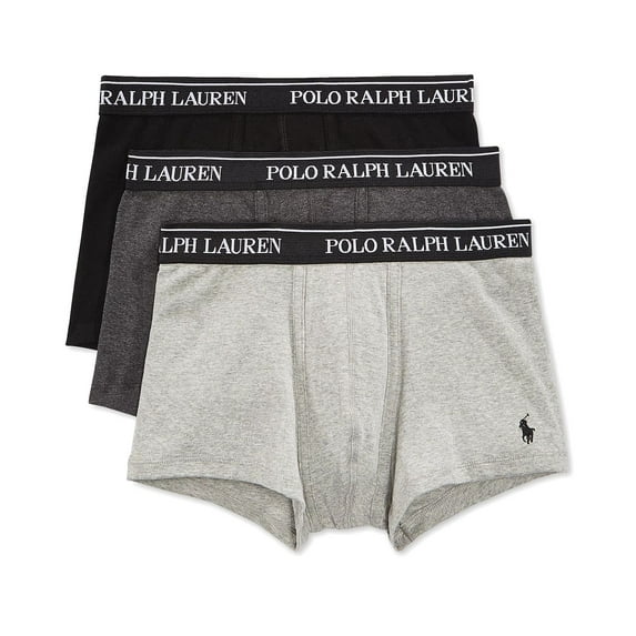Polo Ralph Lauren Mens 3-Pack Classic Fit Cotton Trunks (Small, Grays/Black)