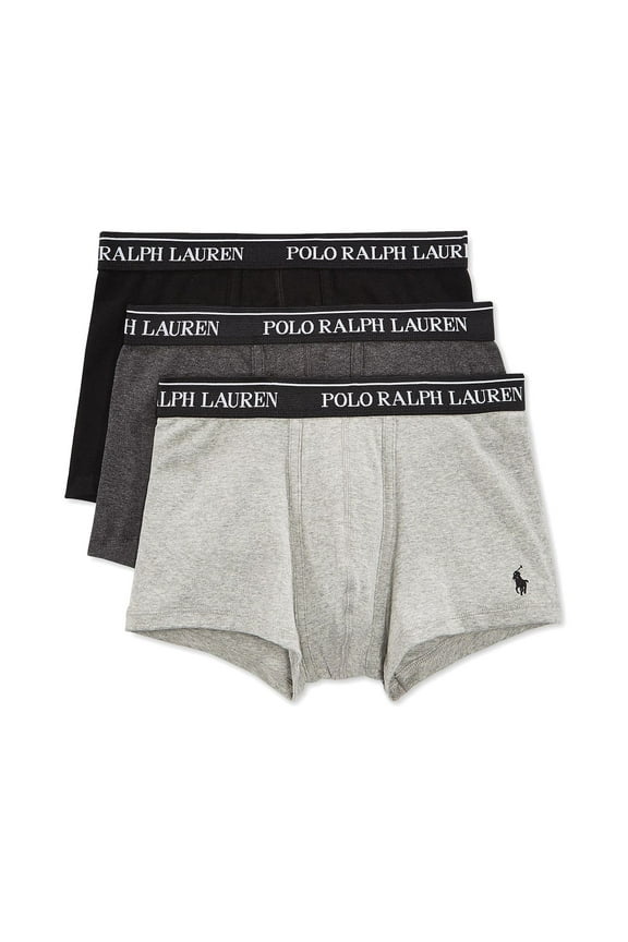 Polo Ralph Lauren Mens 3-Pack Classic Fit Cotton Trunks (Small, Grays/Black)