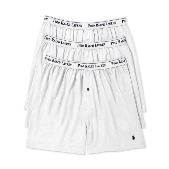 Polo Ralph Lauren Mens 3-Pk. Classic Knit Cotton Boxers (XLarge, White)