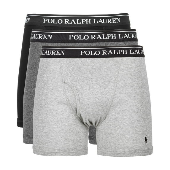 Polo Ralph Lauren Mens 3-Pk. Long Classic Boxer Briefs (Small, Grays/Black)