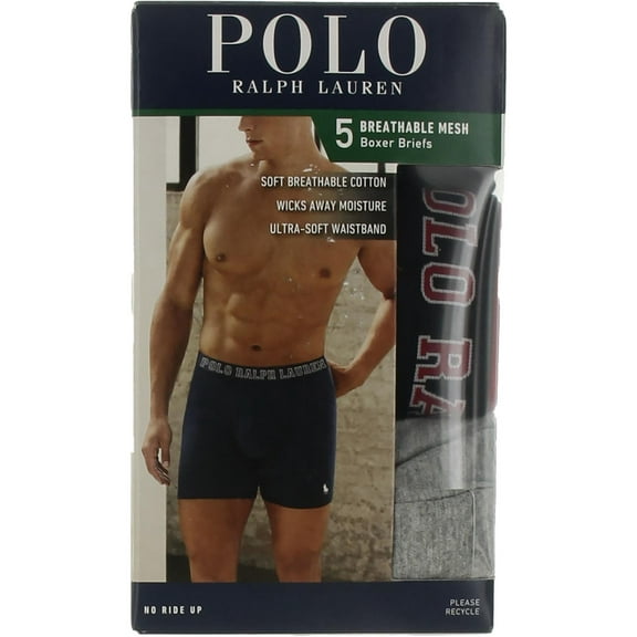 Polo Ralph Lauren Mens 5-Pack Moisture Wicking Boxer Briefs