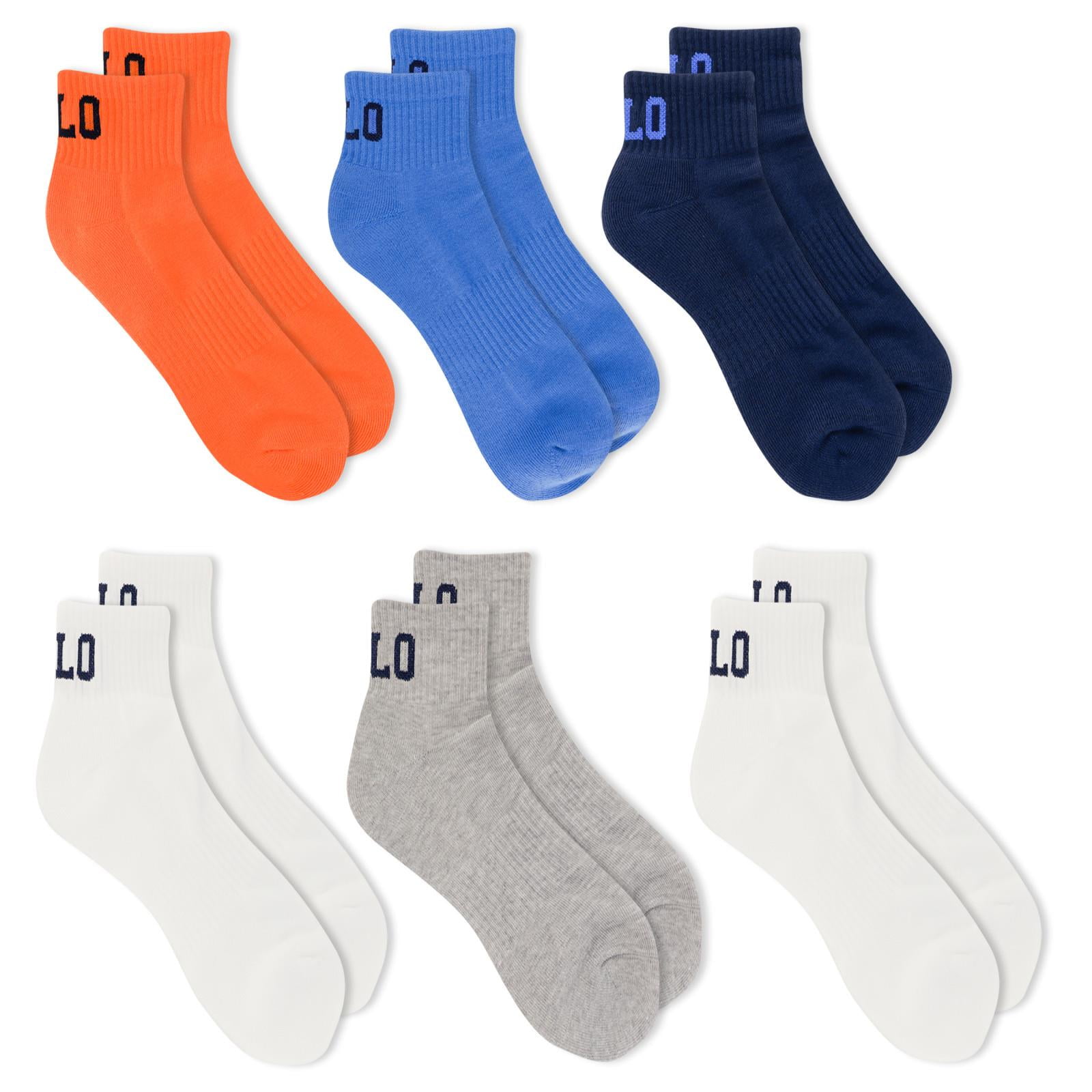 Polo Ralph Lauren Mens 6-Pack Logo Athletic Quarter Sock - Walmart.com