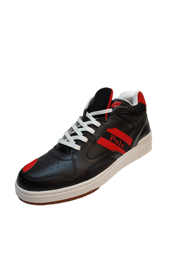 Mens Athletic Shoe Court Mid Pro Leather Sneakers 11.5D Black Red