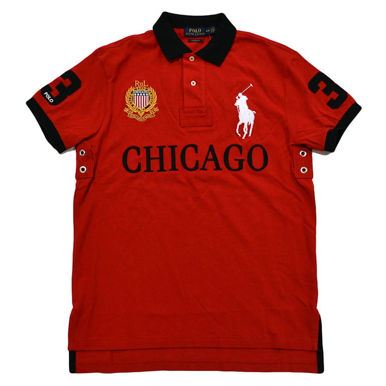 Polo Ralph Lauren Mens Big Pony City Custom Fit Mesh Polo Shirt (X-Large,  RL2000 Red Chicago) 