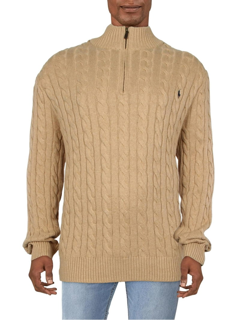 Polo Ralph Lauren Mens Big & Tall 1/4 Zip Cable Knit Pullover