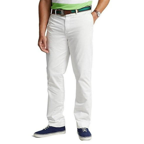 Polo Ralph Lauren Mens Big & Tall Flat Front Stretch Chino Pants 44 x 30 White