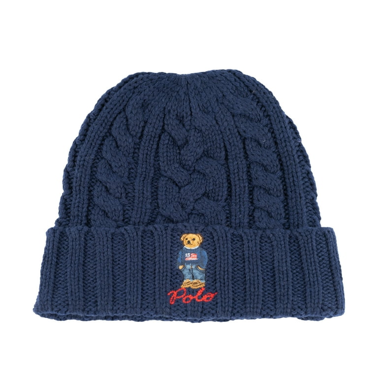 Polo Ralph Lauren Men's Beanie, Cable Knit Bear Hat 433, Wool