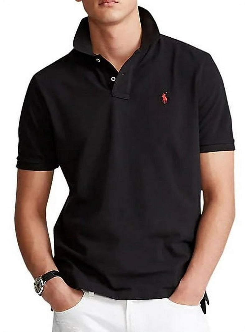 Polo Ralph Lauren Mens Classic Fit Mesh Polo Shirt, Black,S