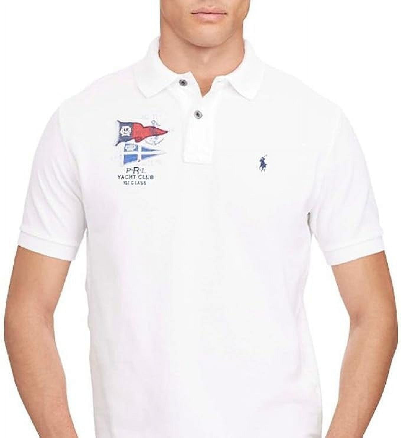Polo Ralph Lauren Mens Classic Fit Nautical Mesh Polo Shirt Medium White