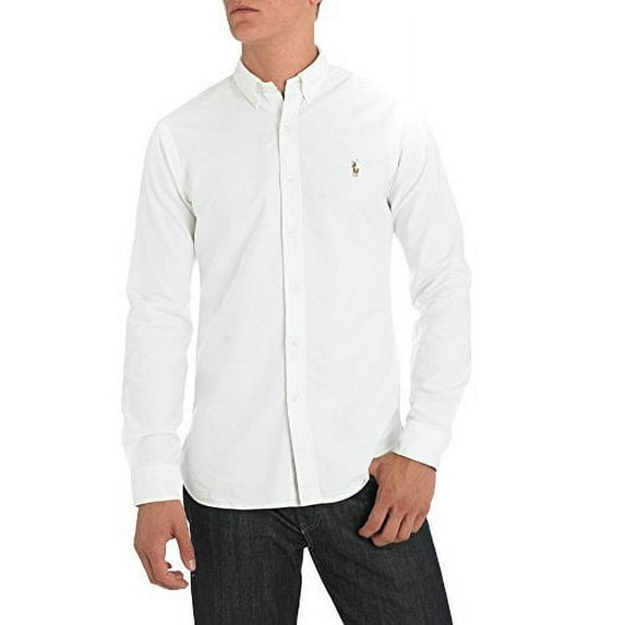 Polo Ralph Lauren Mens Classic Fit Oxford Shirt (X-Large, White)