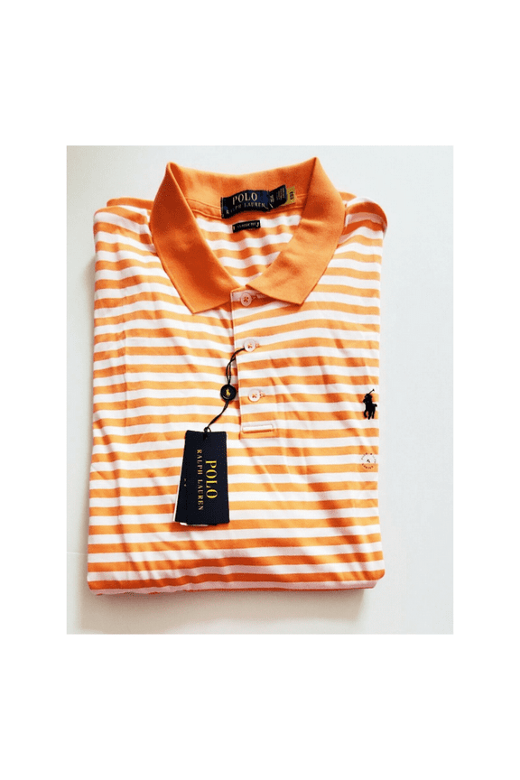Mens Classic Fit Soft Cotton Peach/White Stripe,L