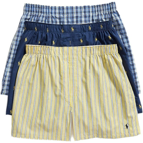 Polo Ralph Lauren Mens Classic Fit Woven Cotton Boxers 3-Pack Style-RCWBP3