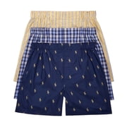 Polo Ralph Lauren Mens Classic Fit Woven Cotton Boxers Small, Navy/Yellow/Blue