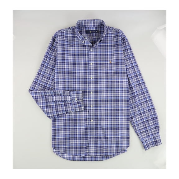 Ralph Lauren Mens Classic Stretch Button Down Dress Shirt, Blue, Small
