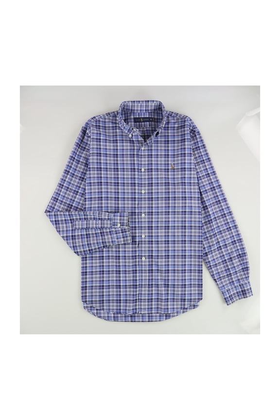 Mens Classic Stretch Button Down Dress Shirt, Blue, Small