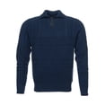 thumbnail image 1 of Polo Ralph Lauren Mens Cotton Aran-Knit Polo Collar Sweater (Large, Navy), 1 of 4