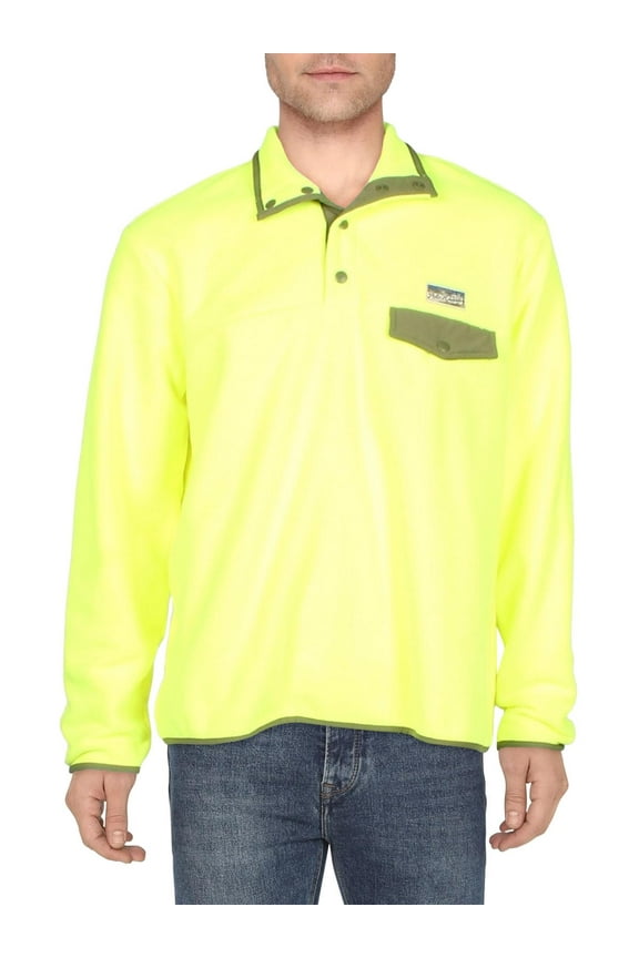 Men's Solid Recycled Polyester Snap Front Fleece Pullover